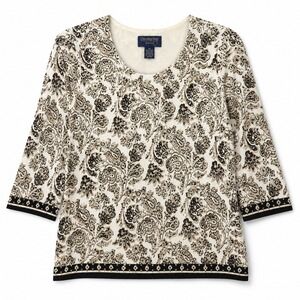 Women's Country Shop Medium Silk Blend Toffee Beige Paisley Pullover Career‎ Cas
